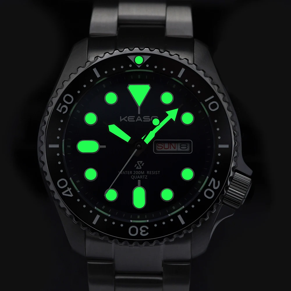 KEASO Fashion Men Watches C3 Super Luminous 316L Solid Steel 20Bar Waterproof Sapphire Mirror MIYOTA 2035 Quartz Movement Watch view 5