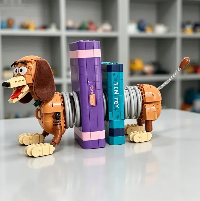 2026 hot selling 1311pcs spring Dog Bookends bookshelf Building Block Model Toy Ornament Birthday  Christmas Gifts