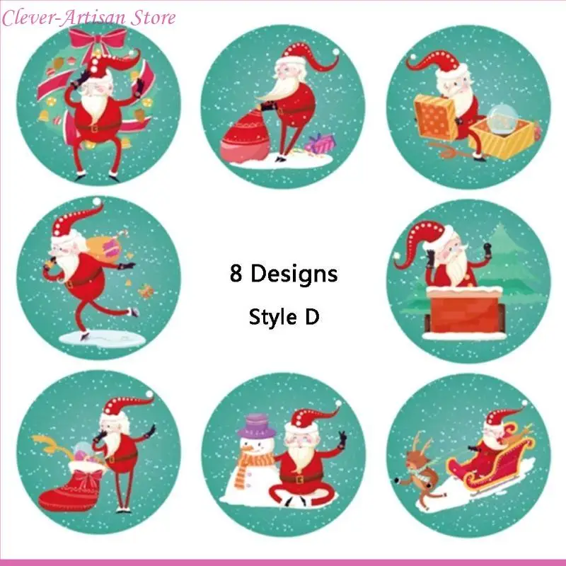 E06B 메리 크리스마스 스티커 500pcs XMAS 테마 스티커 파티 호의
