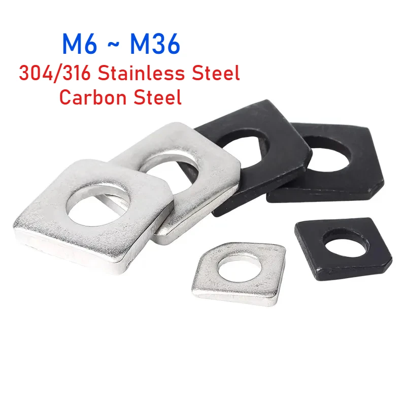 

M6 M8 M10 M12 M14 M16~M36 304/316 Stainless Steel/Black Carbon Steel Square Taper Gasket For Slot Section