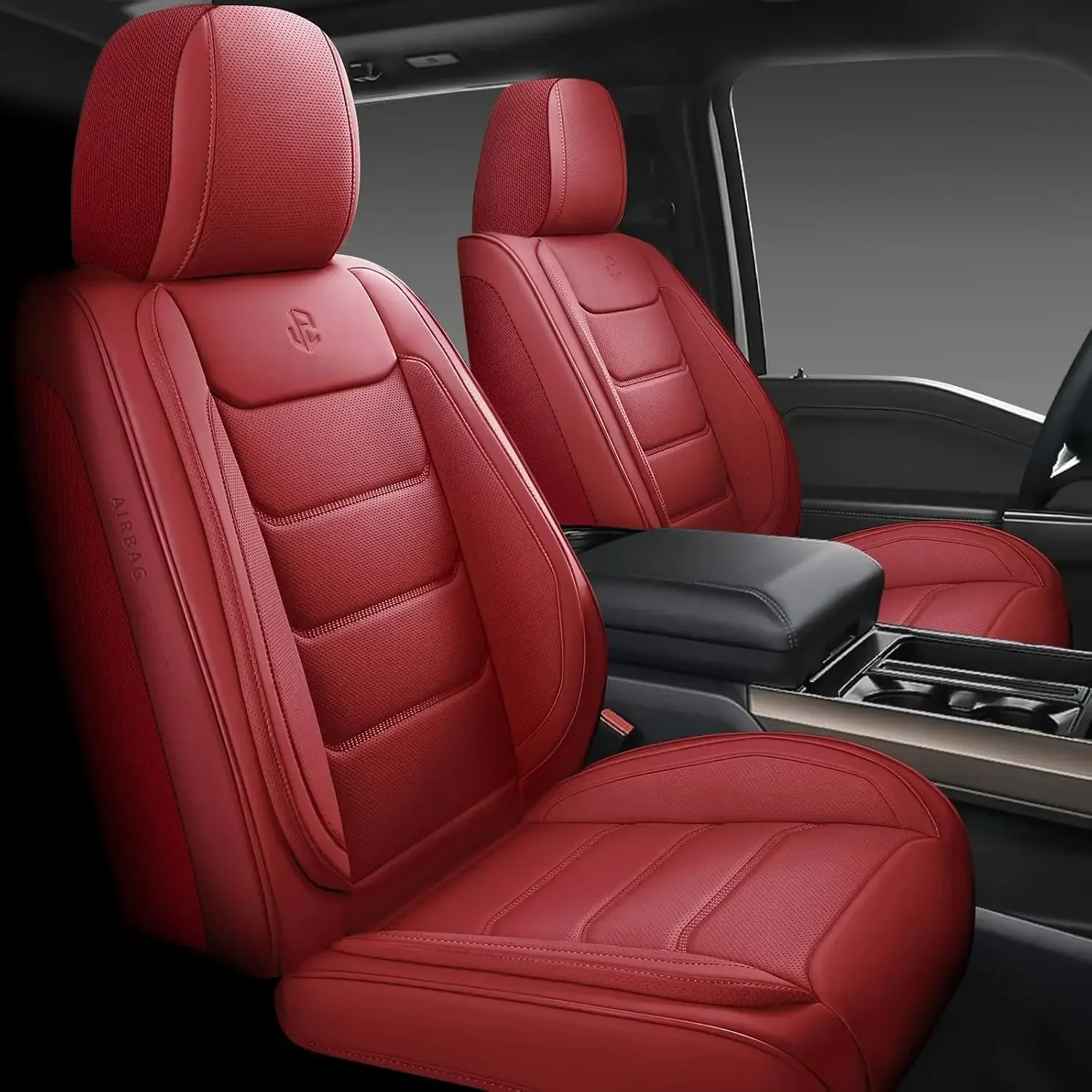 Full Coverage Faux Leather Car Seat Covers Full Set,Automotive Seat Covers for Cars,SUVs Pick-up Truck, Car Seat Cushion, Wine