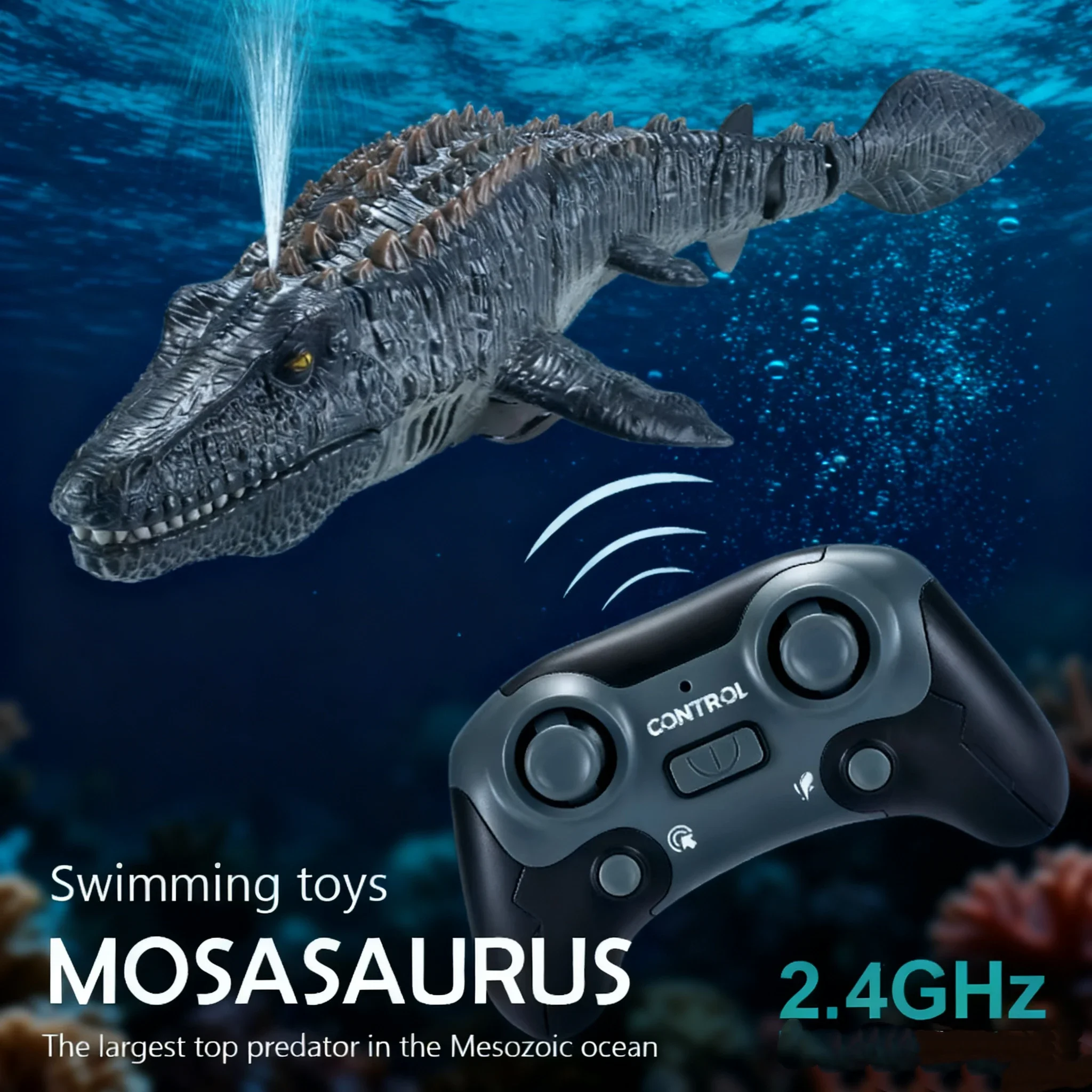 

2.4G Remote Control Dinosaur Boat RC Mosasaurus Dinosaur Pool Water Outdoor Toysfor Boys and Girls Kids Birthday Gifts