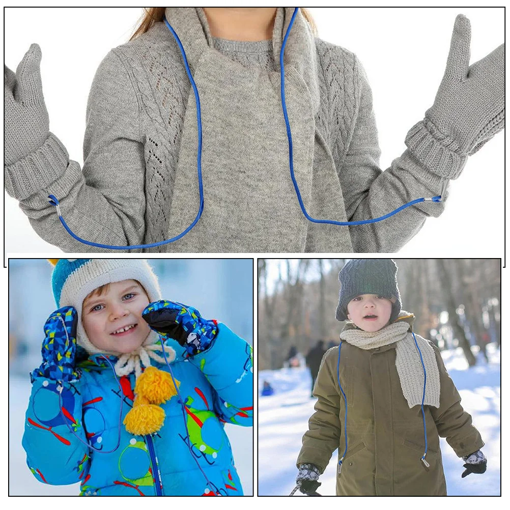 สายคล้องถุงมือแบบหนีบ 2 ชิ้น สายคล้องคอสำหรับถุงมือ วัสดุไนลอนคุณภาพสูง กระบวนการผลิตที่เข้มงวด ติดง่ายบนคอ เหมาะสำหรับเด็กเล็ก