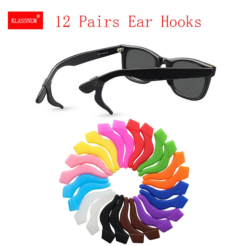 KLASSNUM 12 Pairs Anti Slip Ear Hooks For Kids And Adults Round Grips Eyeglasses Sports Temple Tips Soft Silicone Ear Hook