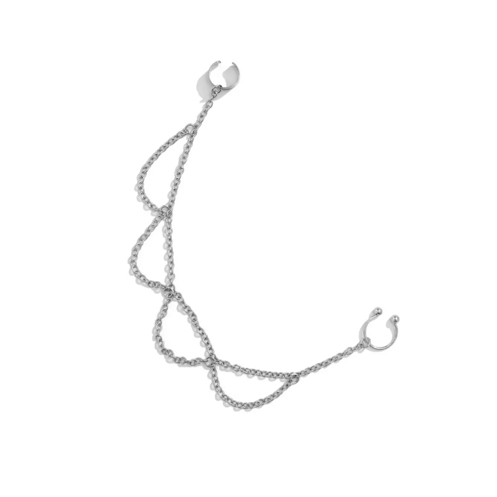 New Fashion Piercing Jewelry Temperament Women Imitation Pearl Butterfly Tassel Chain Personality Punk Nose Clip