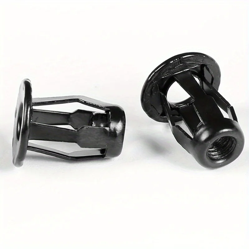 10-Piece Black Metal Screw Base Clips, 6mm Hole Diameter - Durable Fastener Clips for Trunk and Front/Rear License Plate Fixing
