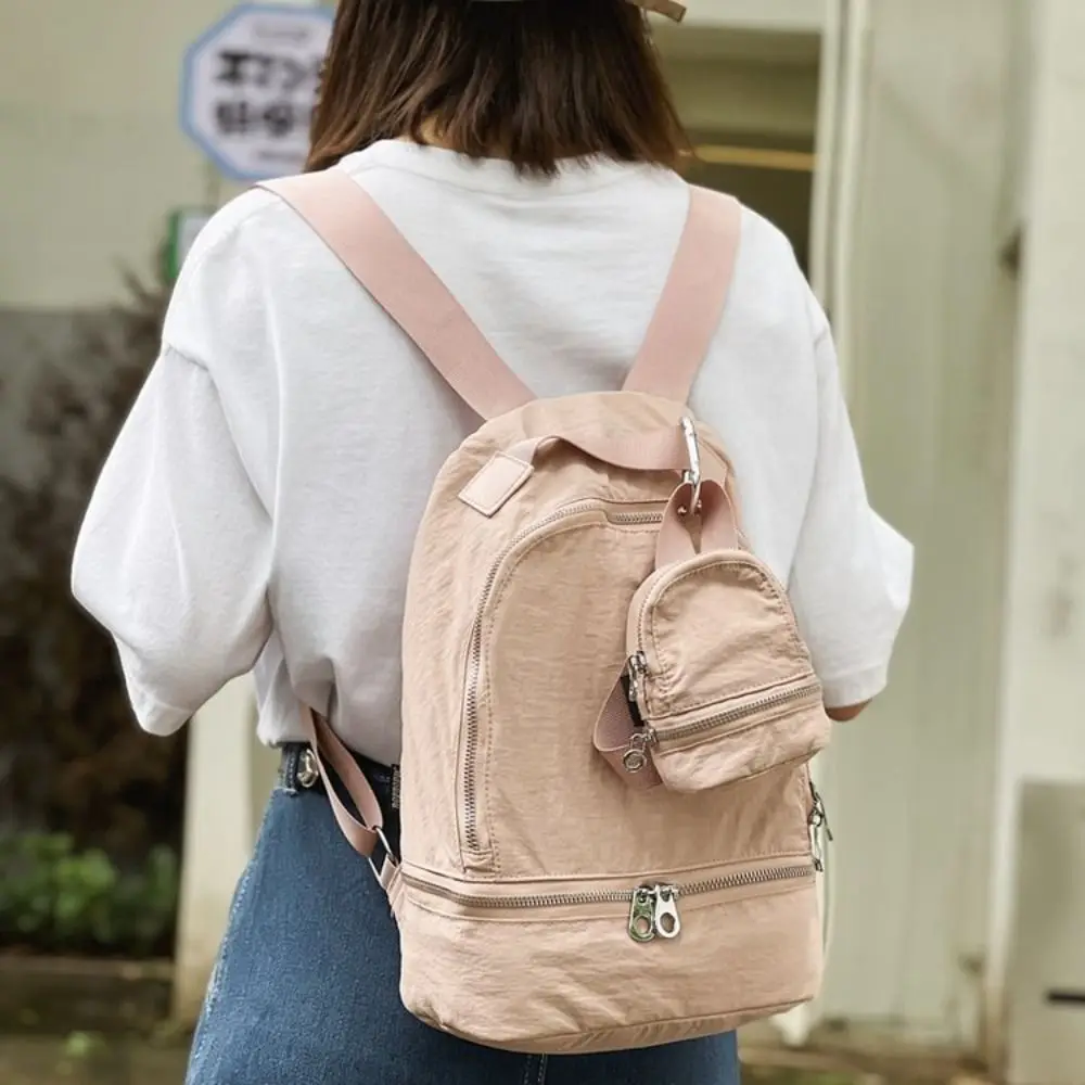 Cute Solid Color Nylon Mini Backpack Sling Mini Handbag Bag Pendant Korean Style Hanging Small Wallet Change Storage Bag