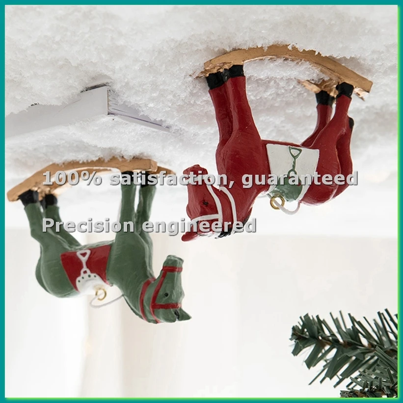 New Three-Dimensional Rocking Horse Small Pendant Tree Decoration Pendant Retro Decoration Green+Red+White-A46I