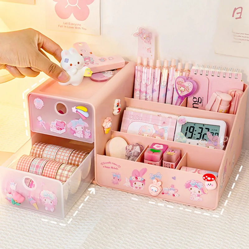 Creative Drawer Storage Box Multifunction Desktop Cosmetic Makeup Organizer Student Pen Holder School Office Stationery Supplies