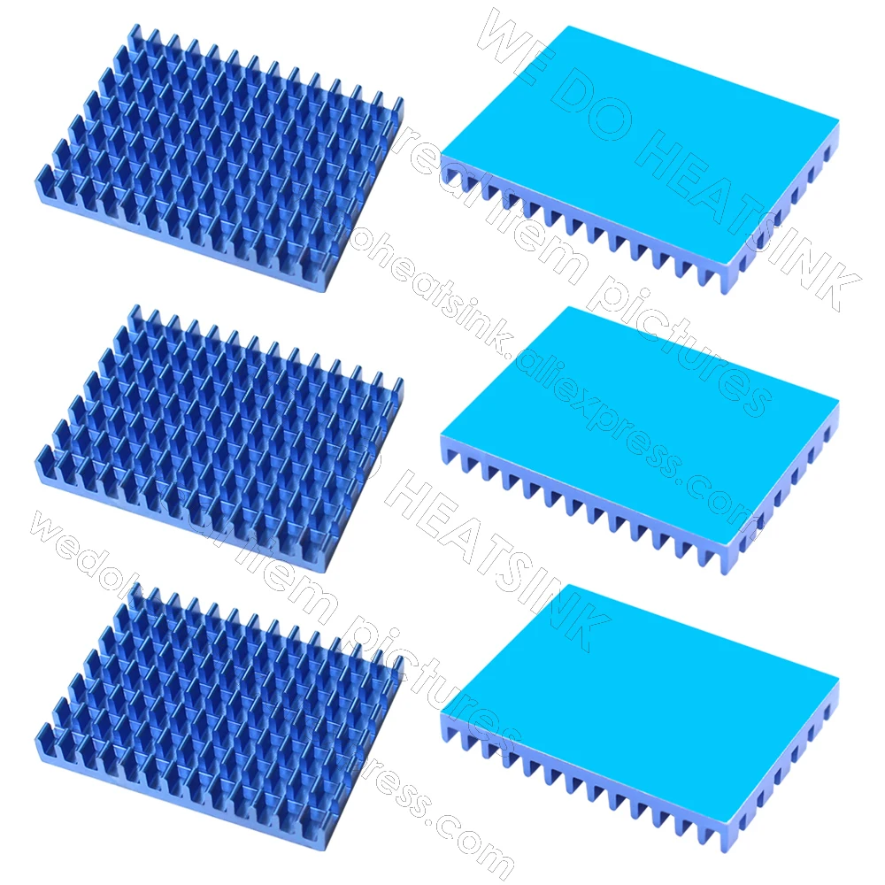 30x40x5mm Blue Electronic Heatsink 1.18x1.57x0.2 inch with Pre Thermal Conductive Tape Aluminum Heat Sink for MOS GPU IC Chip