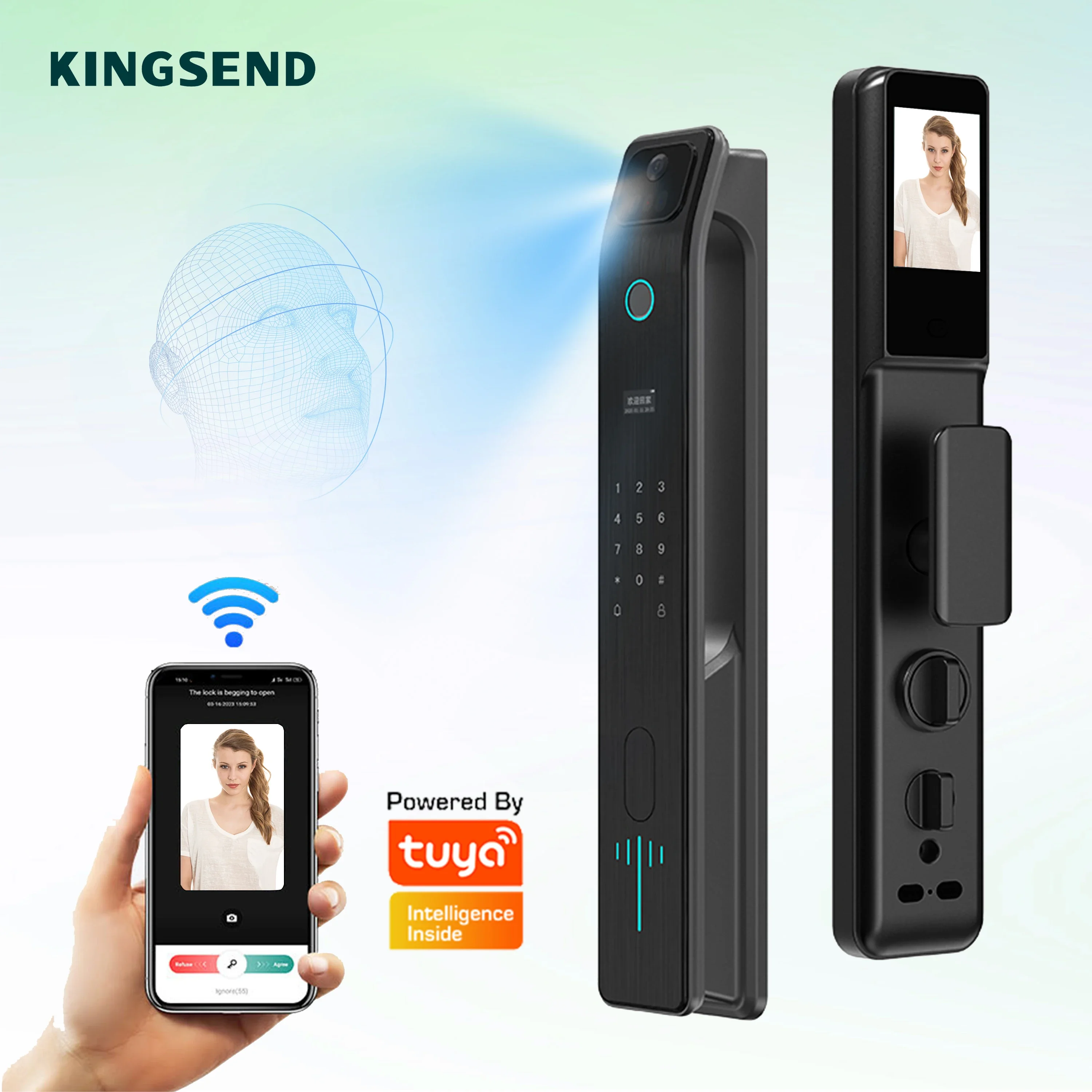 Personalized wholesale price 3D smart door lock with camera capture and active video intercom electronic lock