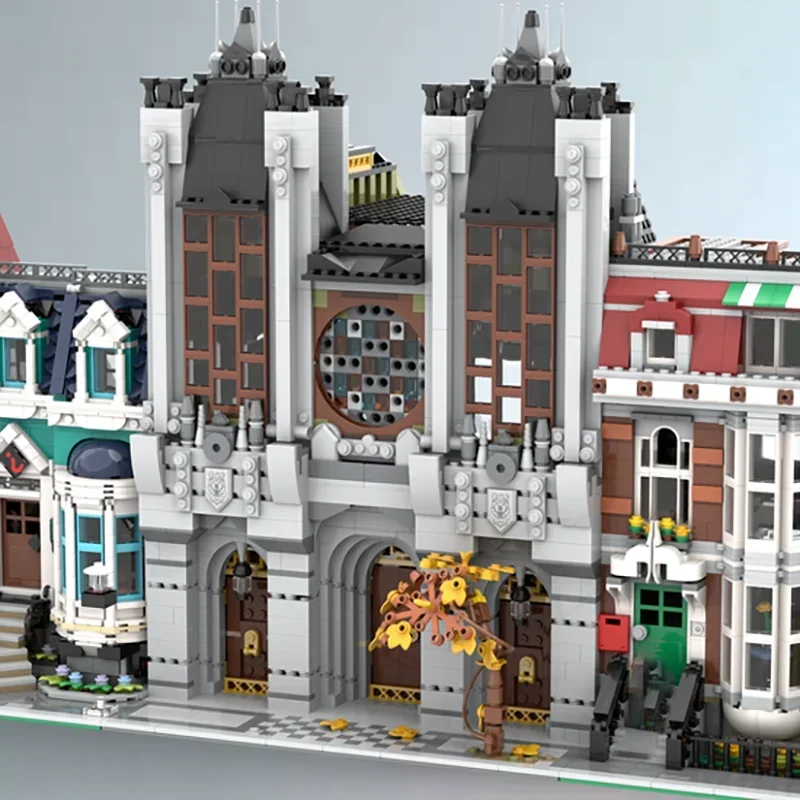 Modular โบสถ์ Moc Building Blocks บ้านผีสิงรุ่นเทคโนโลยีอิฐสถาปัตยกรรม DIY Assembly Street View ของเล่นเด็ก