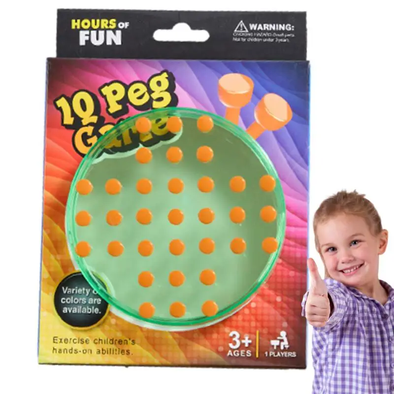 

Peg Board Toy Chess Mind Game Travel & Hand Eye Coordination Games 10-Peg Puzzle Toy Round Board For Interactive Fun Brainteaser