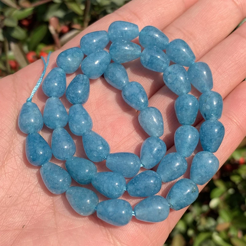 Natural Stone Beads Jades Sunstone Amazonite Waterdrop Shape Loose Beads for Jewelry Making DIY Bracelet Accessories 15\'\'