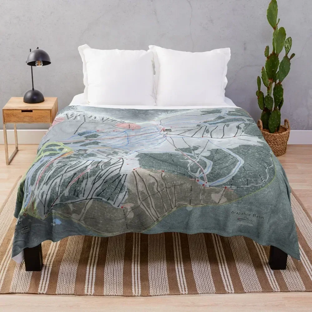 

Arapahoe Basin Resort Trail Map Throw Blanket Decorative Sofa heavy to sleep Flannel Fabric Bed Blankets