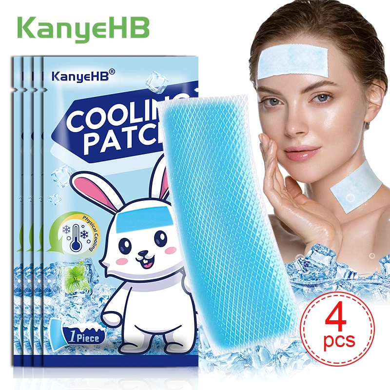 4pcs=4bags Cooling Patch Keep Cooling For 8 HoursUsed For Forehead Cooling Good Adhesion Cool Gel Sheet Must-have For Home A2179