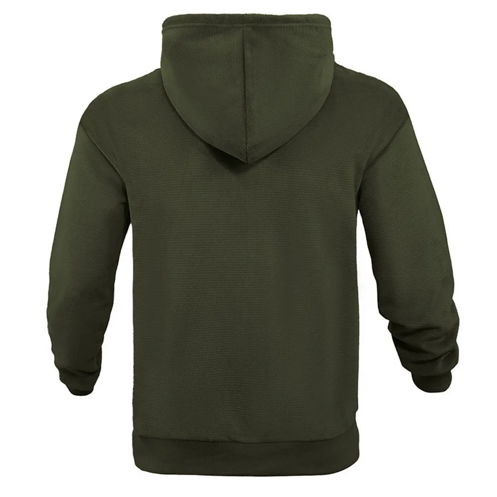 For Men For Commuting Loose Fit Hooded Sweater Casual Outings Commuting Style Khaki Home And Daily Use Long Sleeves