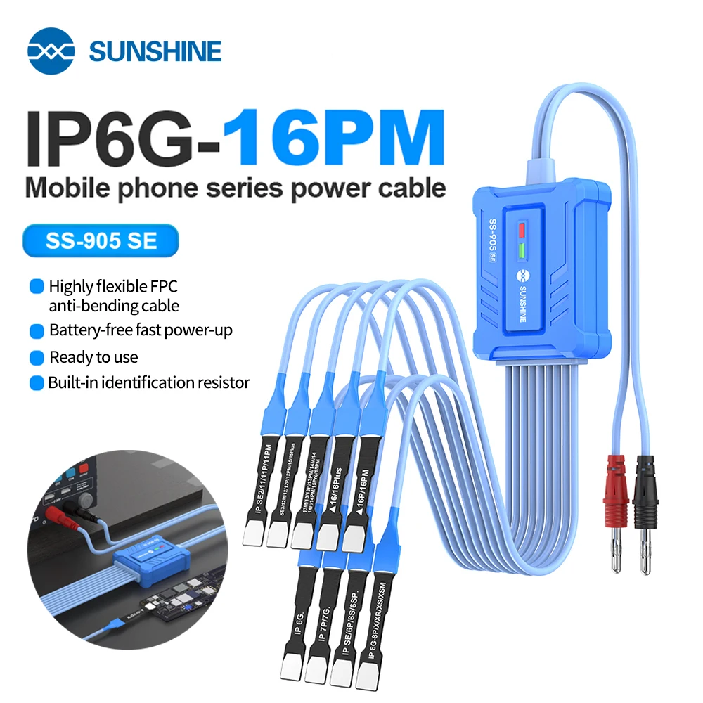 

SUNSHINE SS-905 SE Power Boot Test Line for IPhone 6G-16PM Series Repair Battery-free Power Activation Boot Test Line Tool