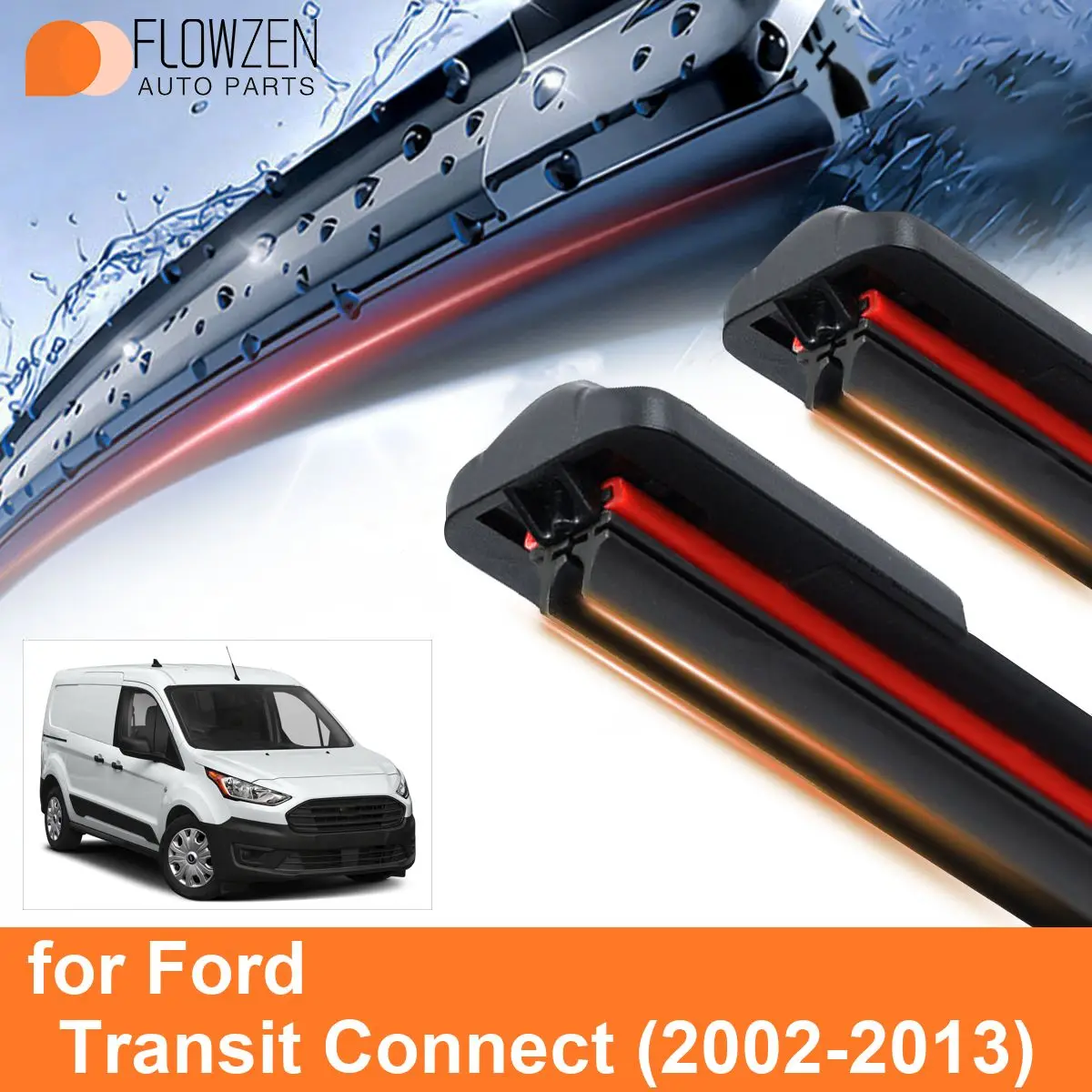 Car Windshield Wiper Blades for Ford Transit Connect Double Rubber Frameless Bracketless WipersSoft Accessories