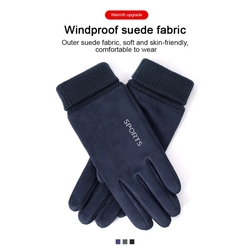 Deerskin Warm Gloves for Men Women Winter Touch Screen Snow Soft Fleece Sports Elastic Motorcyclist Gloves Cycling Skiing Suede