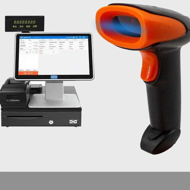 Fast Recognition 1D High Quality Wireless Red Light Scanner Bar Code QR Scan Gun With Built In Battery