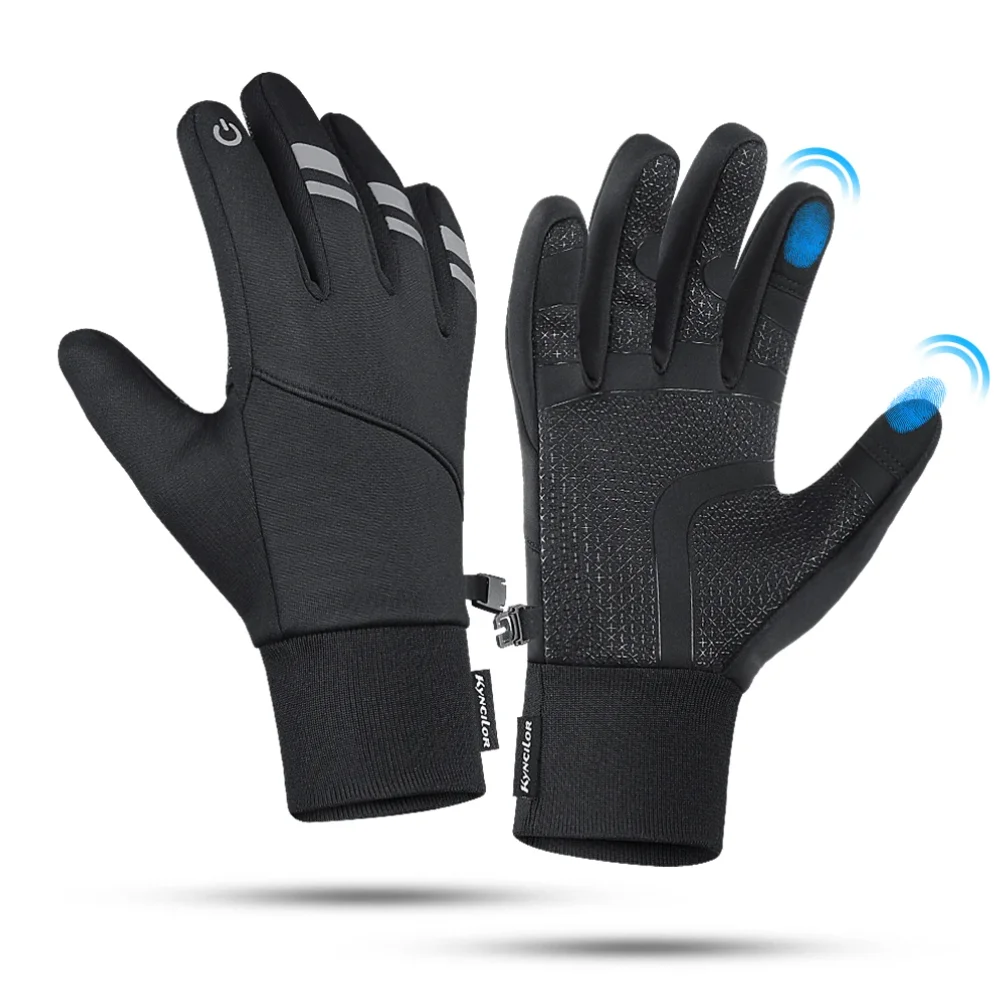 

Autumn Winter Warm Cycling Gloves Water Windproof Touchscreen Anti-slip Bicycle Motorbike Gloves Men Black Hiking Mountaineering