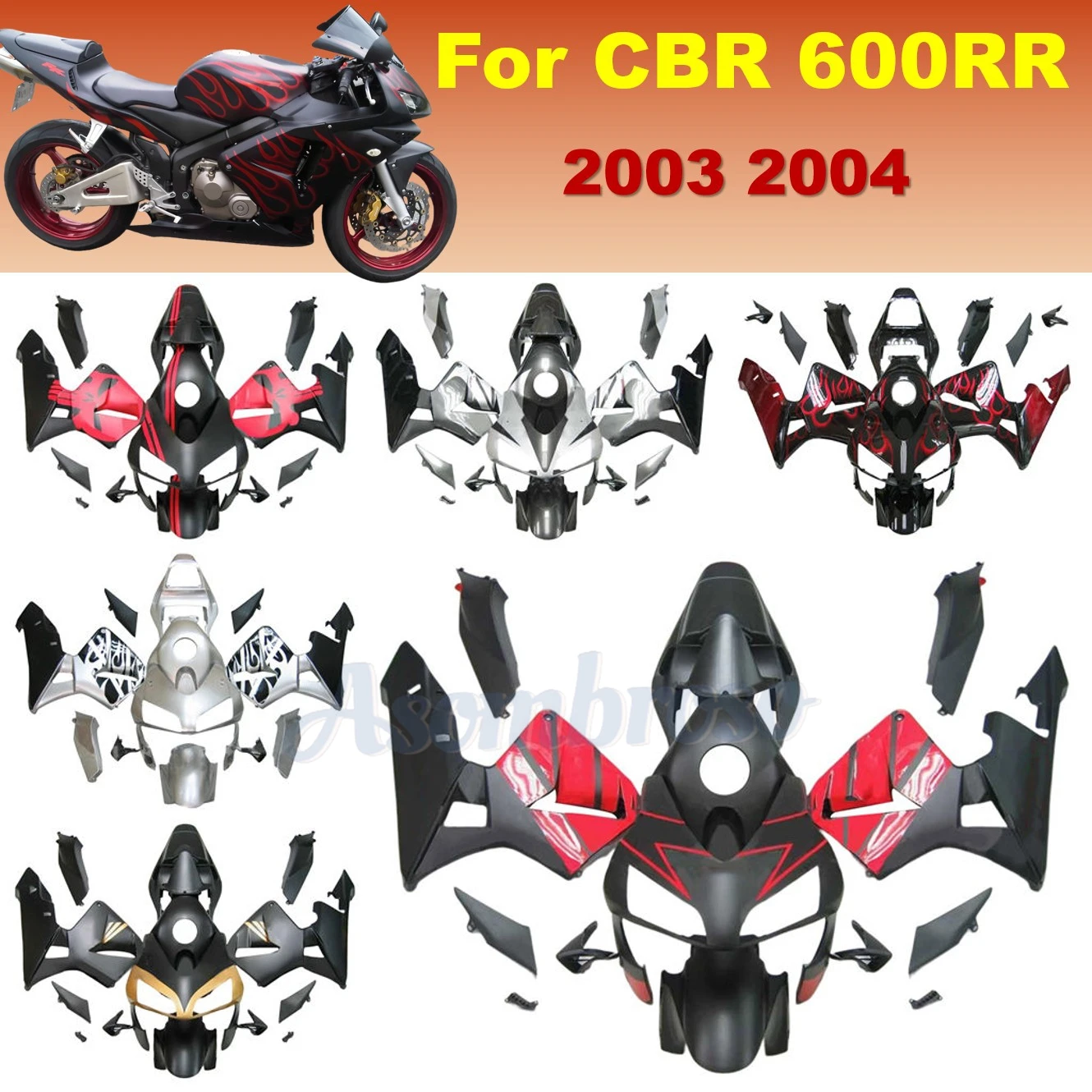 ABS Plastic Injection Molded Fairings For Honda CBR 600 RR PC37 2003-2004 CBR 600RR Motorbike Bodywork Cowl Set