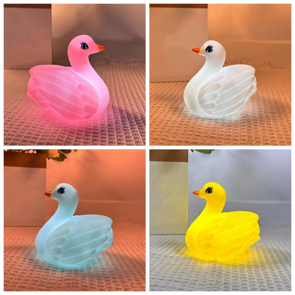 Luz de noche de cisne creativa, adorno de escritorio, decoración de cabecera portátil de dibujos animados, Linda luz de ambiente exquisita, navidad