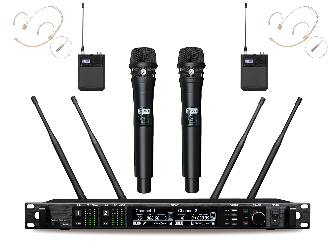 

Беспроводной профессиональный микрофон Happymusic AD4D KSM8 Beta58 с двумя каналами для караоке