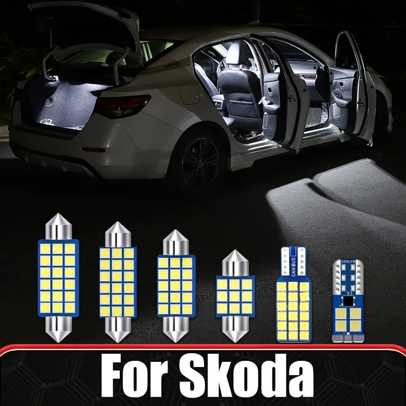 

For Skoda Octavia 2 3 A5 A7 Fabia MK1 MK2 MK3 Superb 2 Kodiaq Rapid Roomster Sedan Combi Car LED Bulbs Reading Lamps Accessories