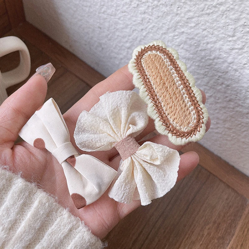 9Pcs Cute Korean Bear Bow HairClips Baby Girls Knitted Hair Clip Toddler Bowknot Hairpin Antislip Hair Clip Kids