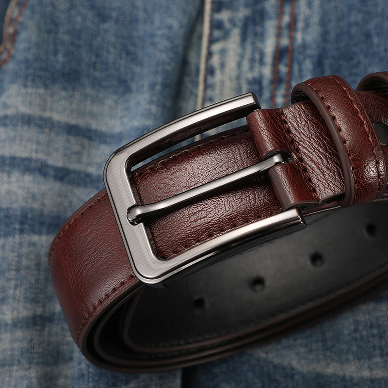 เข็มขัดหนังแท้สำหรับผู้ชายแฟชั่นเข็มขัดยีนส์ดีไซน์หรูหรา