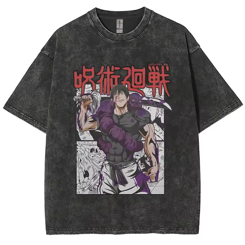 Anime Jujutsu Kaisen Gojo Satoru T Shirts Washed Men Women Cotton Harajuku T-Shirts High Quality Retro for Men Women Tops Tees