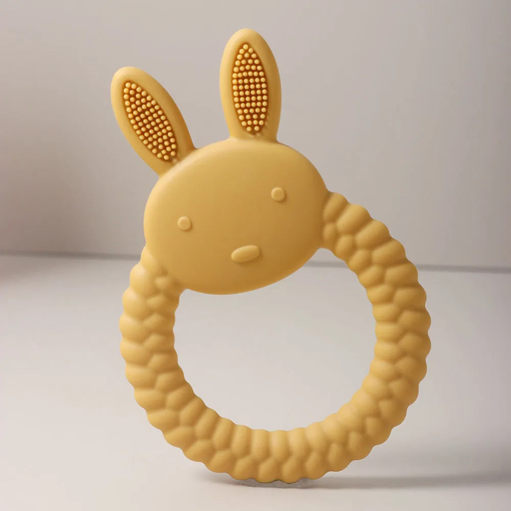 Cute Baby Silicone Bunny Teether Food Grade Safe Teether Cute Cartoon Ease Teeth Pain Toy Teething Gift Rabbit