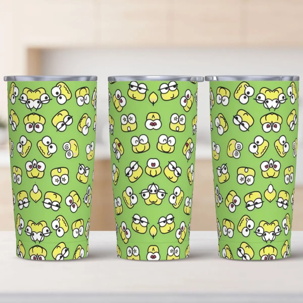 Stainless Steel Tumbler Keroppi Collages Car Mugs With Straws Camping Cold Drink Water Bottle Insulated Large Coffee Mug