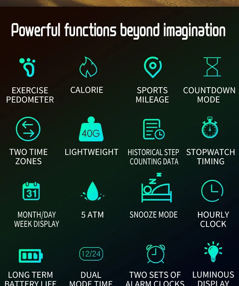 SANDA SD2210 スポーツ電子時計 歩数カロリー+5 ATM防水+ナイトライト スポーツモニタリング多機能時計