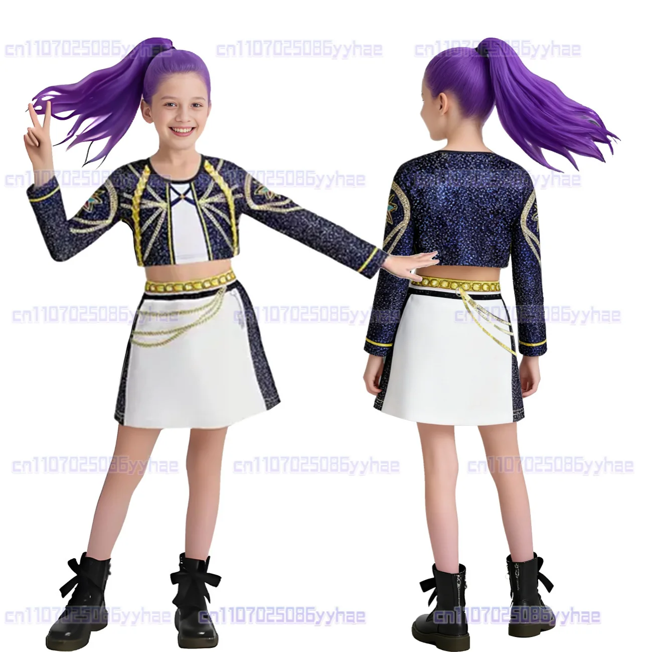 Kids Zoey Rumi Mira Stage Outfits Cosplay Girls Black Costume Uniform Halloween Party Role Playing Printed Fancy Dress Up Suits