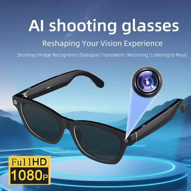  New Smart Glasses 500W Pixel Video Camera AI Voice Translation With Video And Photo Bluetooth Recording Sunglasses