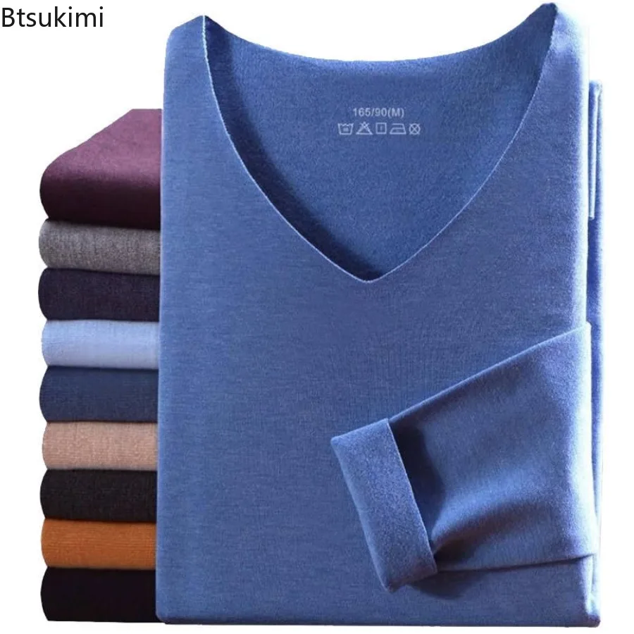 2026 الرجال الخامس الرقبة ملابس اخلية حرارية مجموعات Traceless الصوف سليم صالح مريحة طويلة جونز مجموعات الشتاء ملابس حرارية فائقة النعومة #2