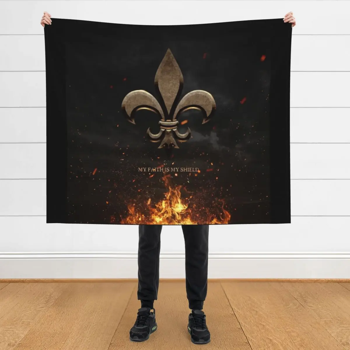 

Fleur De Lis My Faith is My Shield Throw Blanket For Decorative Sofa For Baby Furry Sofas Blankets