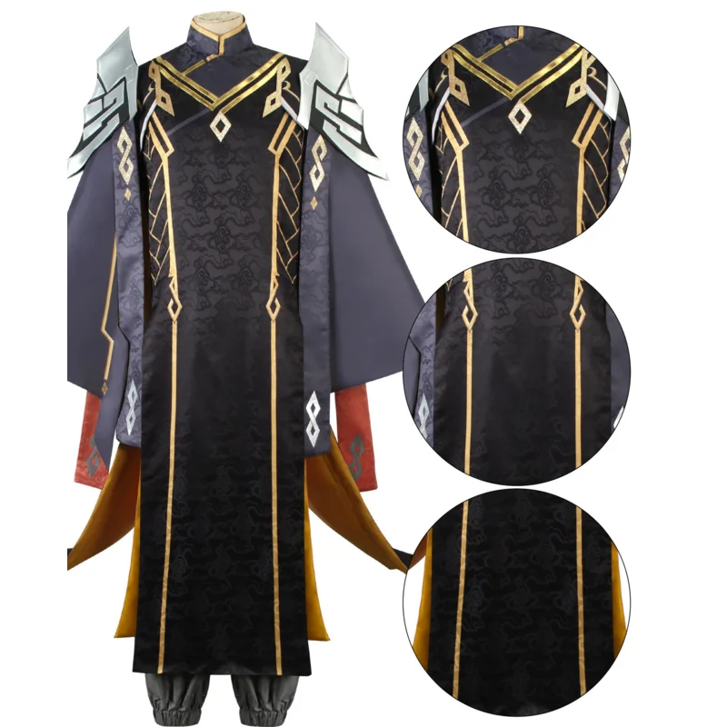 Genshin Impact Zhongli Morax Cosplay Costume Archon War Zhongli Cosplay Anime Zhong Li Chinese Halloween Hanfu Dress Wig Women P