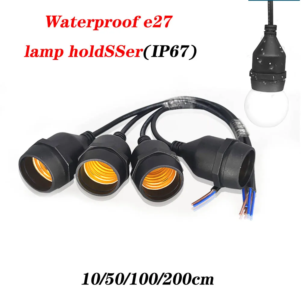 

10/50/100/200cm E27 Waterproof LED Lamp Holder Socket with Wire Flame Retardant Durable PVC 2X0.5mm^2 Cylindrical Wire