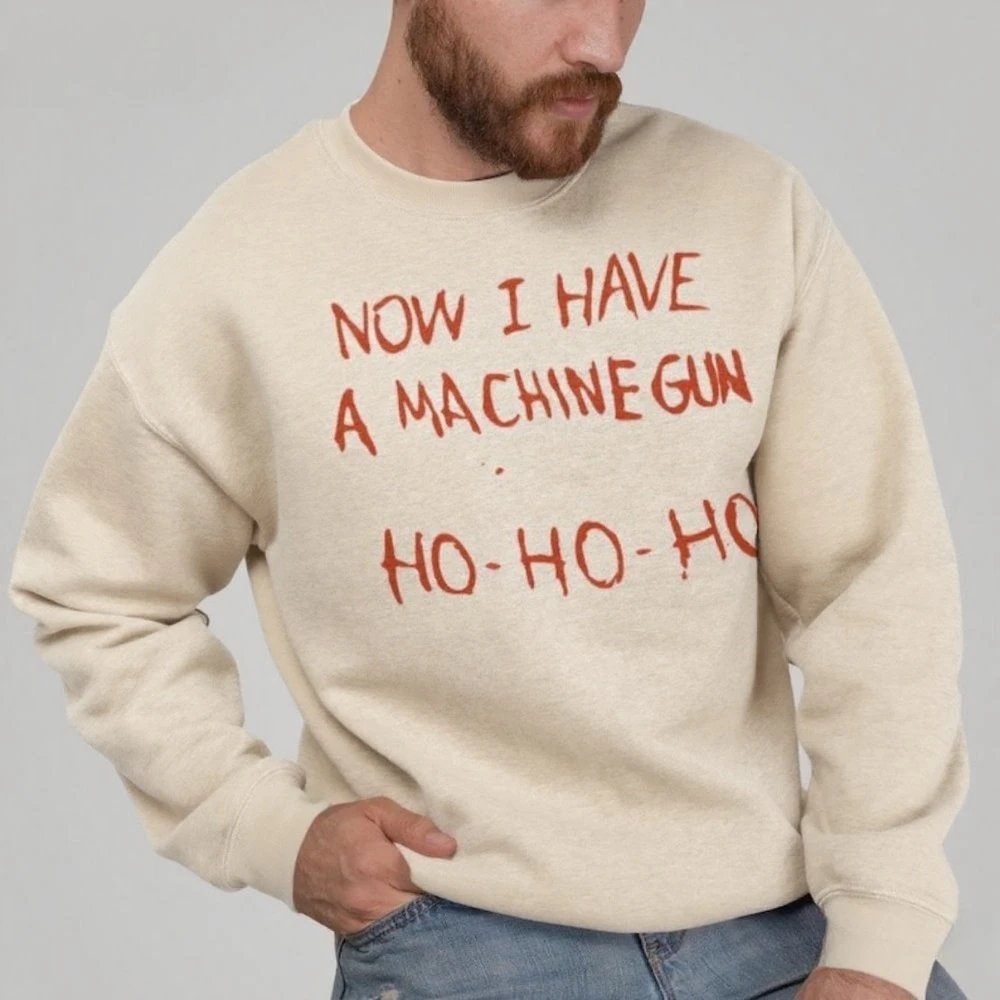 Now I Have A Machine Gun Ho Ho Ho Christmas Jumper Funny Die Hard Movie Sweater Xmas Gift for Action Film Fans