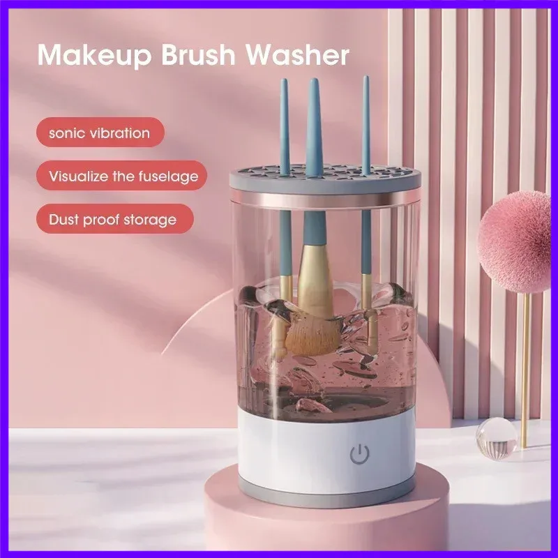 Automatic 3 In 1 Electric Makeup Brush Cleaner Cleaning Brush Tool Multi-use Portable USB Makeup Brushes Machine