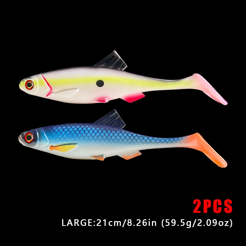 Weiche Plastikköder, lebensecht, 2 Stück, Bassköder, vormontierte Angeljigs für Süß- und Salzwasser, Paddle-Tail-Schwimmköder für Forellen – Detail 10