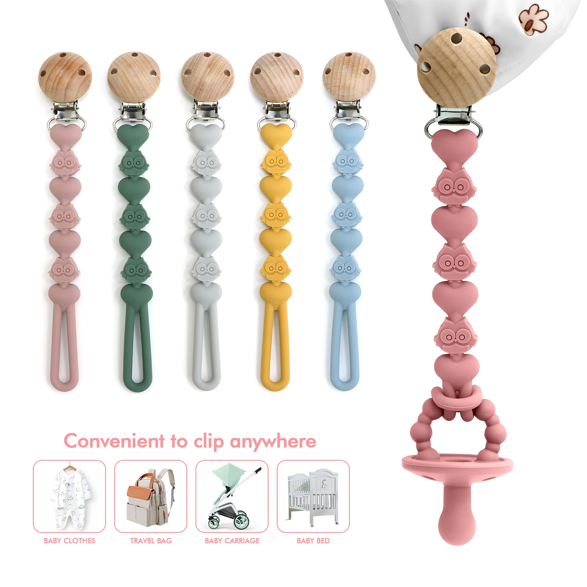 

1pc Newborn Essential Owl New Style Baby Pacifier Clip, Anti-drop Chain, Fits Most Pacifiers, Ideal Baby Gift