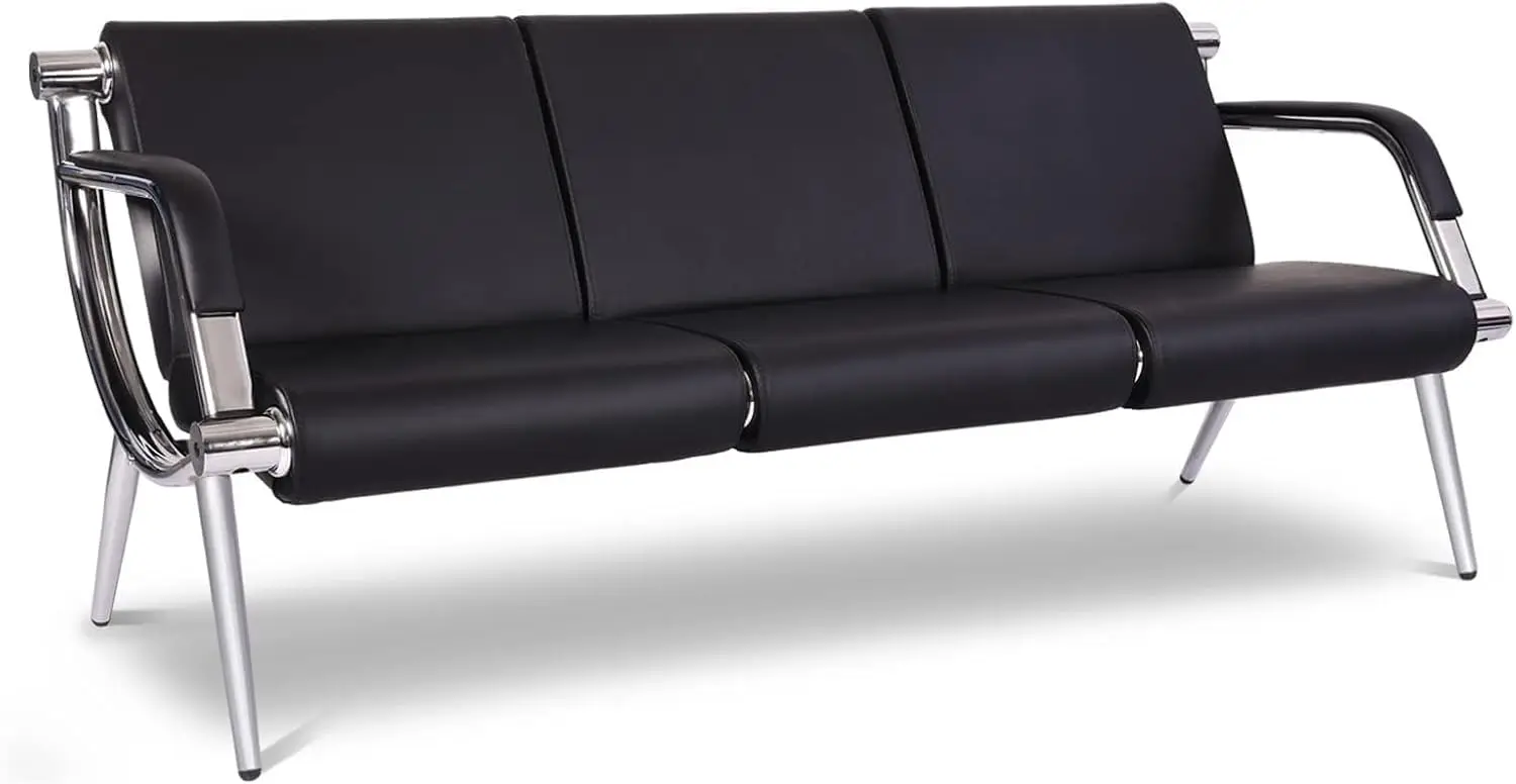 

3-Seat Office Reception Waiting Room Chairs - Guest & Reception Chairs For Salon Barber Bench Airport Bank Hall Visitor Guest