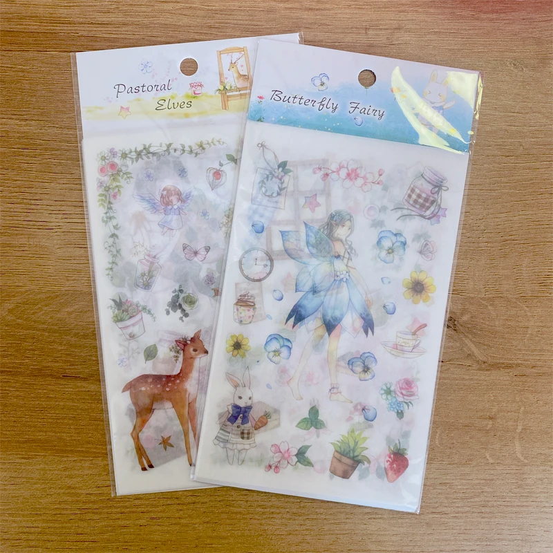 6 ชิ้น/ล็อต Pastoral เอลฟ์ผีเสื้อ Fairy ตกแต่ง Scrapbooking สติกเกอร์ DIY ไดอารี่อัลบั้มสติกเกอร์ป้าย