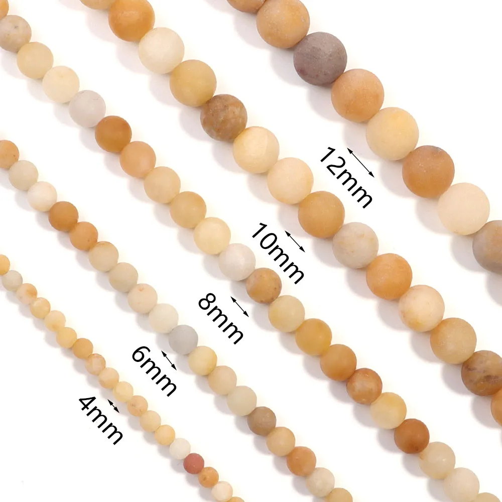 1 Strand 4-12mm Natural Stone Yellow Jade Aventurine Round Beads Loose Beads For Jewelry Making Bracelet Making DIY Accessories