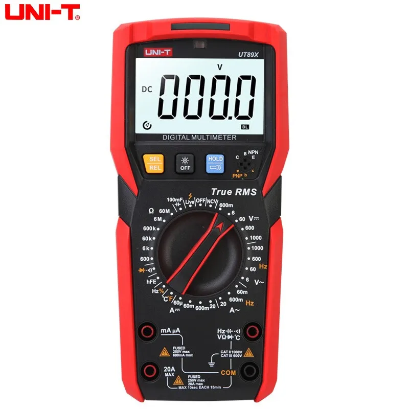 

UNI-T UT89X UT89XD Professional Digital Multimeter True RMS AC DC Current Voltmeter Hz Ohm NCV Capacitance Resistance Tester